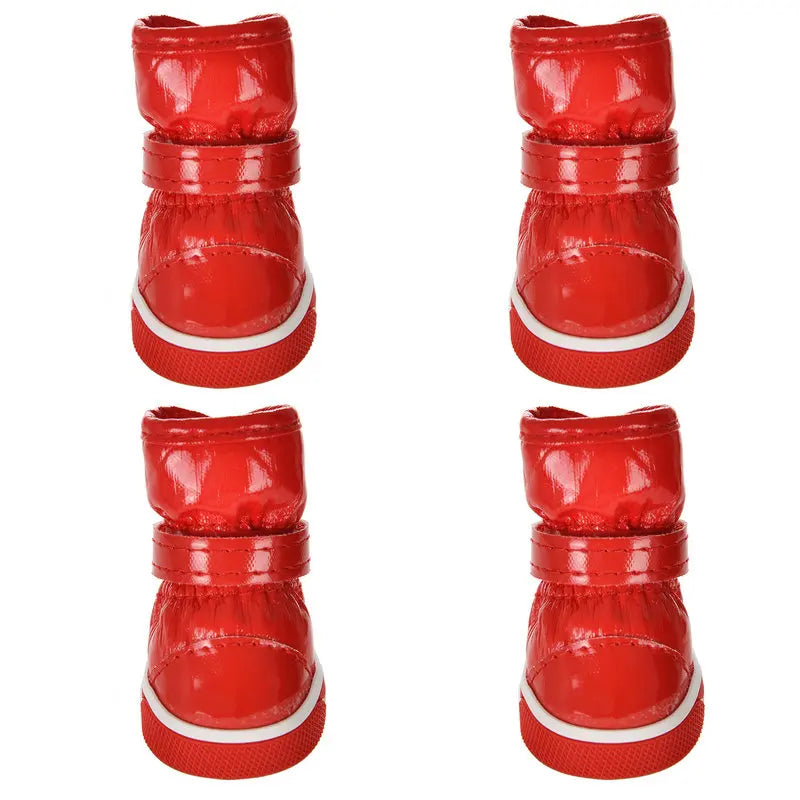 4-PC Pack Waterproof Winter Dog Boots – Warm Fleece Lined Paw Protectors for Small Dogs & Cats (Chihuahua, Yorkie, Puppy)