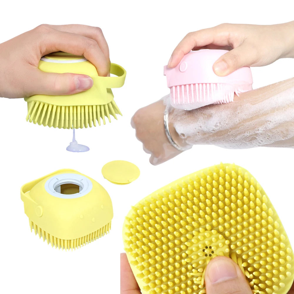 2-in-1 Silicone Pet SPA Massage Bath Brush & Grooming Tool for Dogs & Cats
