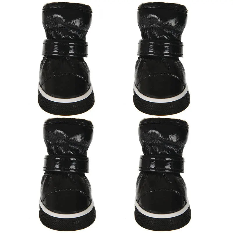4-PC Pack Waterproof Winter Dog Boots – Warm Fleece Lined Paw Protectors for Small Dogs & Cats (Chihuahua, Yorkie, Puppy)