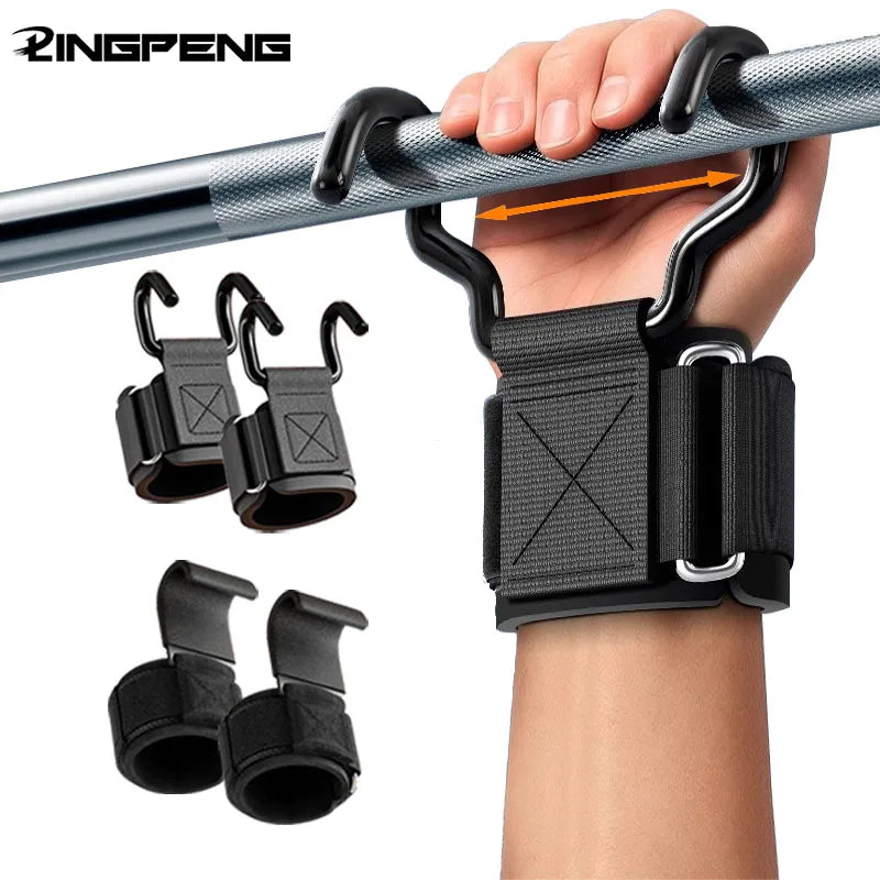 Gym Power Lifting Hooks & Wrist Support Straps | Pull-Up Assistance