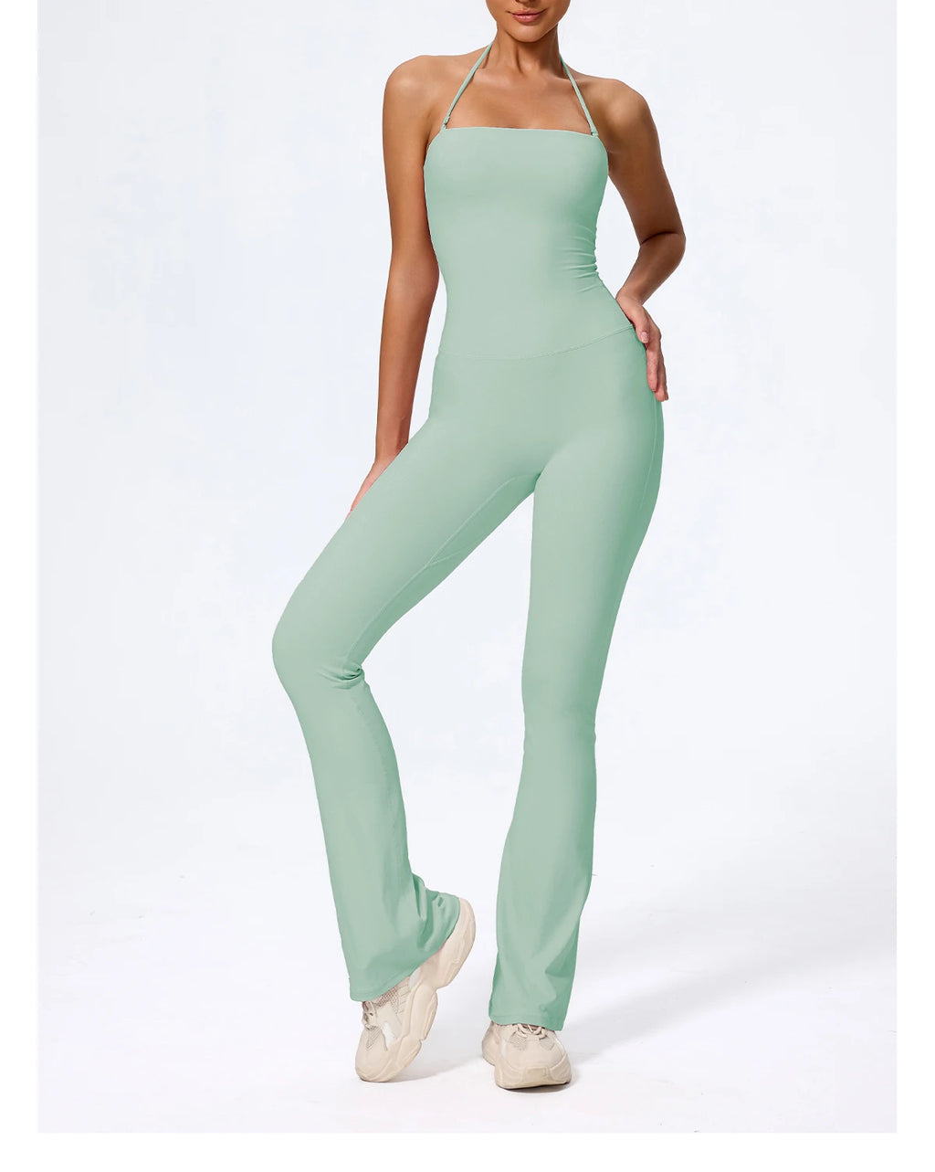 Women's Halter Flared Yoga Jumpsuit