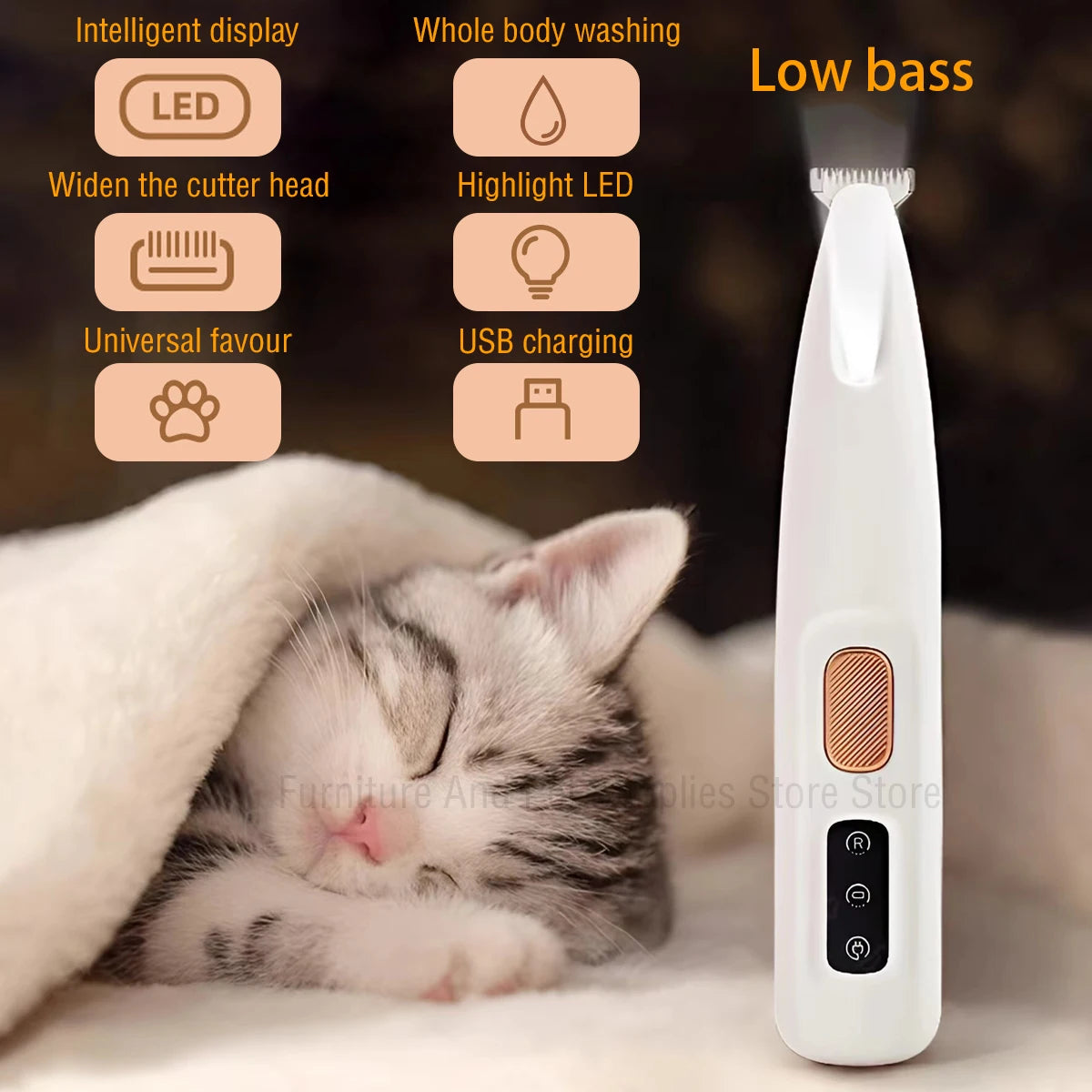 Professional LED Dog Paw Trimmer – IPX7 Waterproof & Cordless Precision Clipper