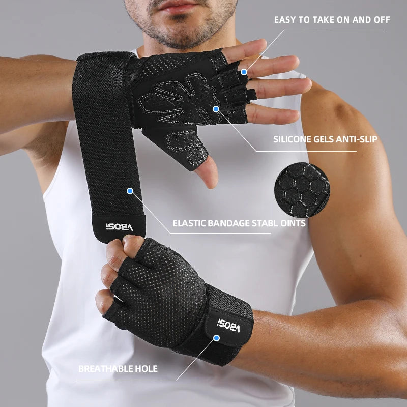 Half-Finger Fitness & Cycling Gloves For Men ^ Women– Adjustable Non-Slip Design for Enhanced Dexterity