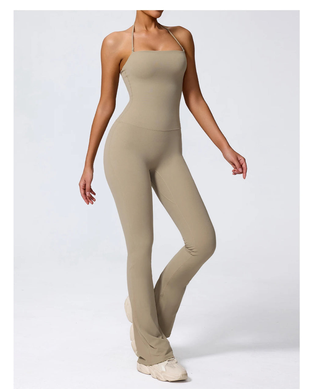 Women's Halter Flared Yoga Jumpsuit
