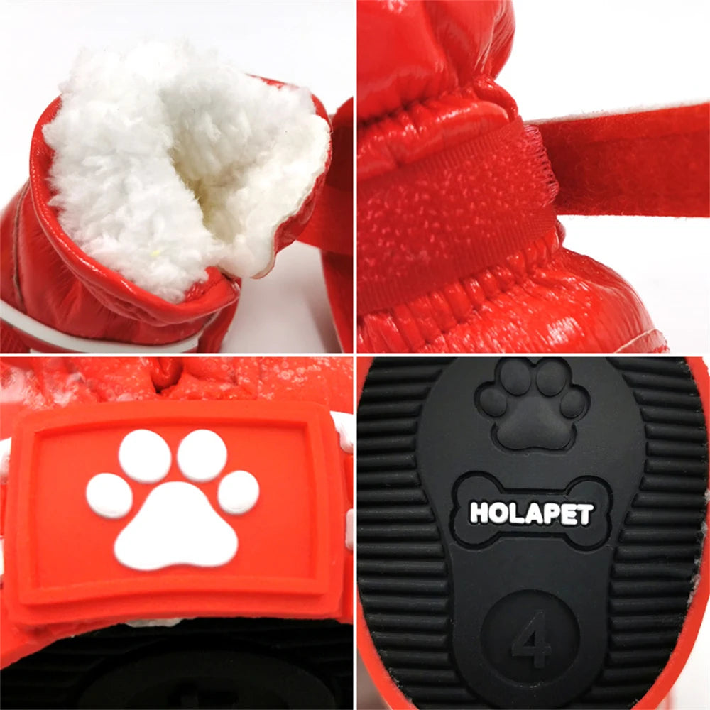 4-PC Pack Waterproof Winter Dog Boots – Warm Fleece Lined Paw Protectors for Small Dogs & Cats (Chihuahua, Yorkie, Puppy)