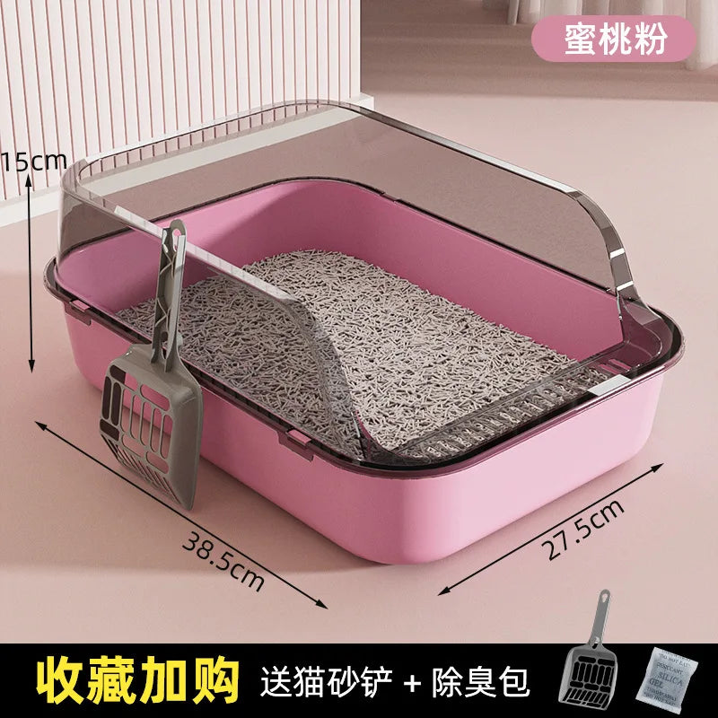 Semi-Covered Plastic Cat Litter Box