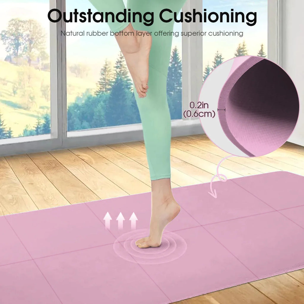 Premium Non-Slip Yoga & Pilates Fitness Mat | 3mm 4mm 6mm Ultra-Durable Travel Exercise Pad | Eco-Friendly Waterproof Home Gym Floor Cushion for Women (173cm x 61cm)