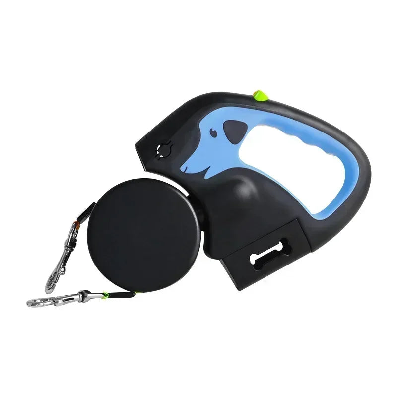3M Automatic Retractable Dual Dog Leash System – 360° Rotating Nylon Double Traction Rope with Color-Coded Controls and Ergonomic Rubber Grip