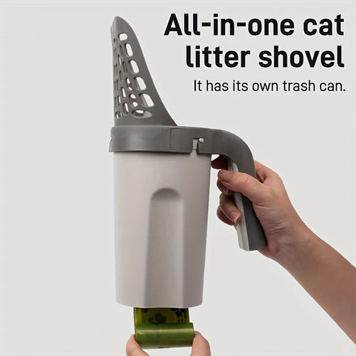 Cat Litter Scoop with Integrated Trash Can