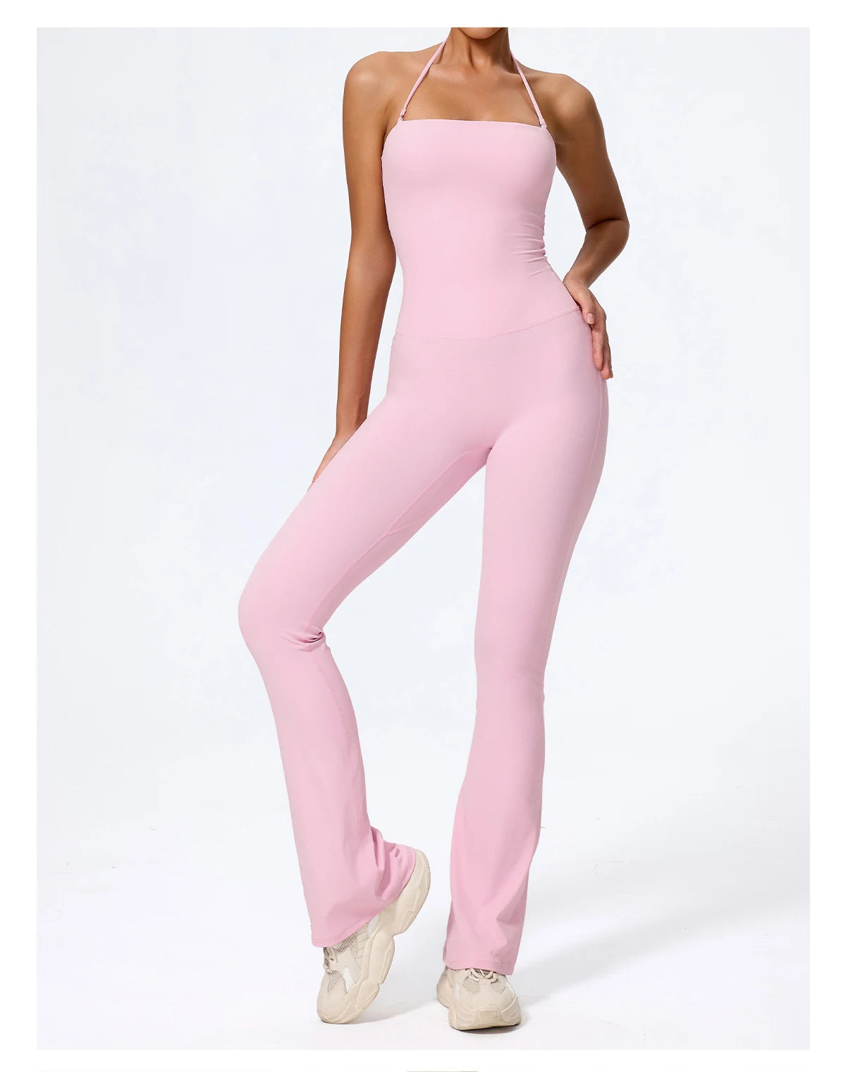 Women's Halter Flared Yoga Jumpsuit