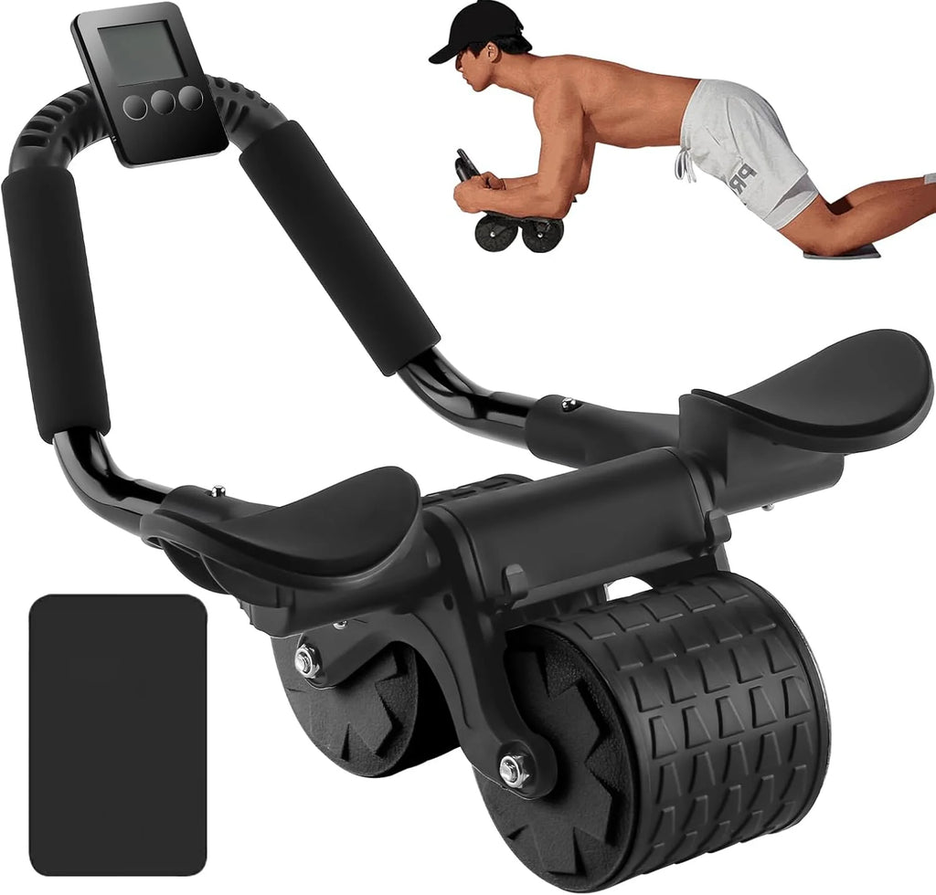 Smart Automatic Rebound Abdominal Roller with Elbow Support and Counter – Professional Core Trainer with Phone Holder for Home Gym Fitness