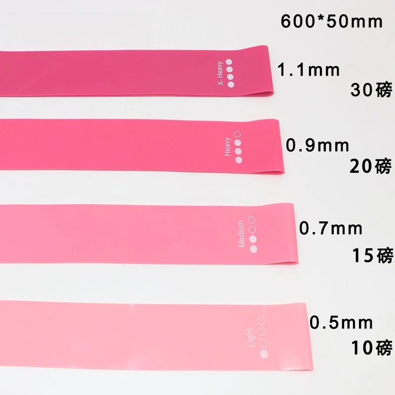 4-Piece Pink Gradient Yoga Resistance Band Set – Premium Fabric Fitness Circles & Stretching Ropes for Glute, Leg, and Strength Training