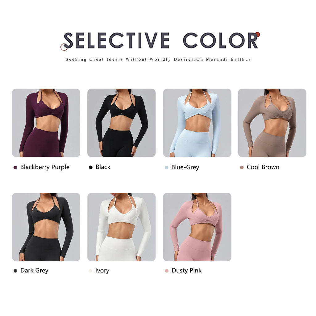 Women's Long-Sleeve Wrap Yoga Crop Top