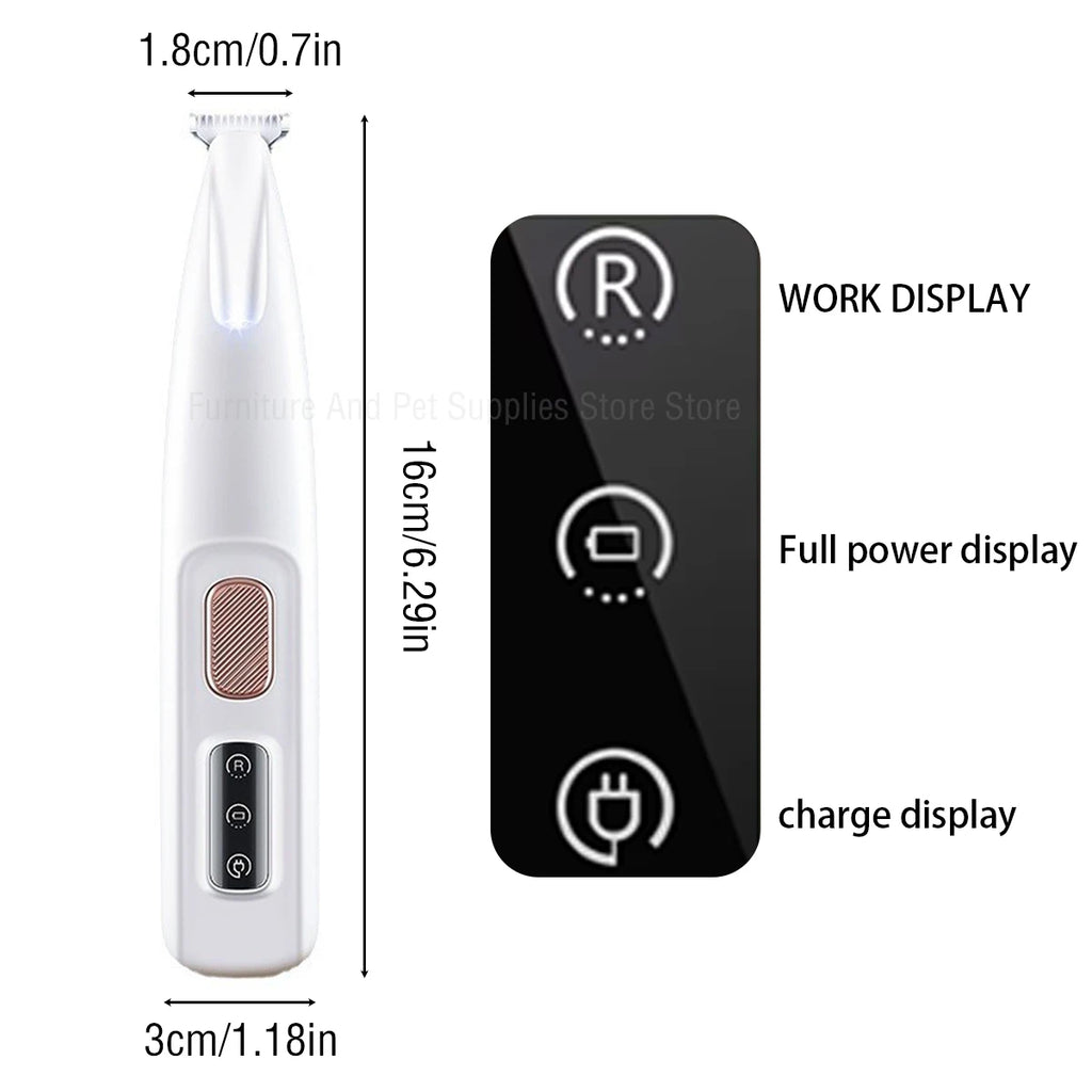 Professional LED Dog Paw Trimmer – IPX7 Waterproof & Cordless Precision Clipper