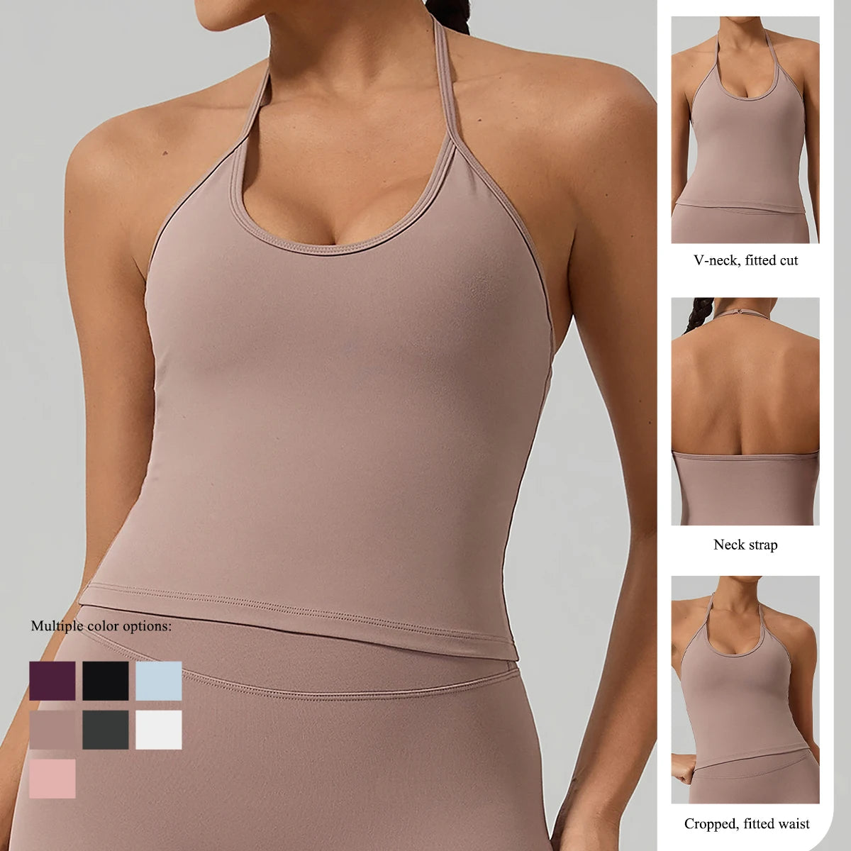 Women's Halter Backless Padded Yoga Tank Top
