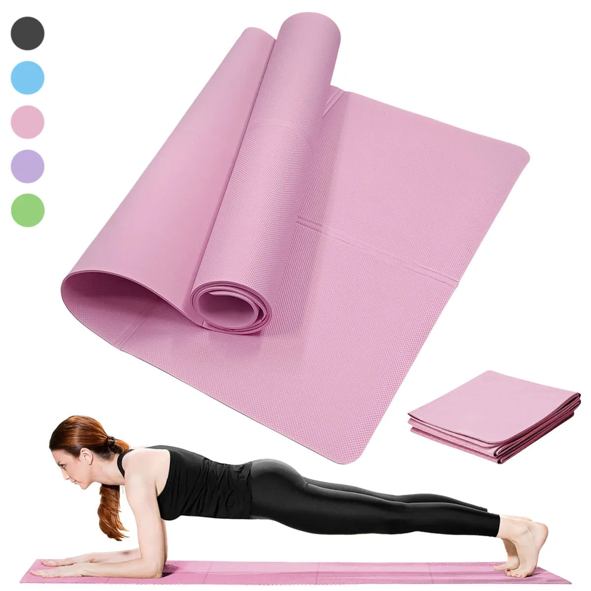 Premium Non-Slip Yoga & Pilates Fitness Mat | 3mm 4mm 6mm Ultra-Durable Travel Exercise Pad | Eco-Friendly Waterproof Home Gym Floor Cushion for Women (173cm x 61cm)
