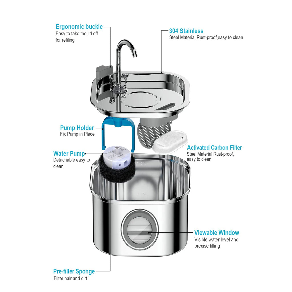 3.2L Stainless Steel Auto Pet Water Feeder