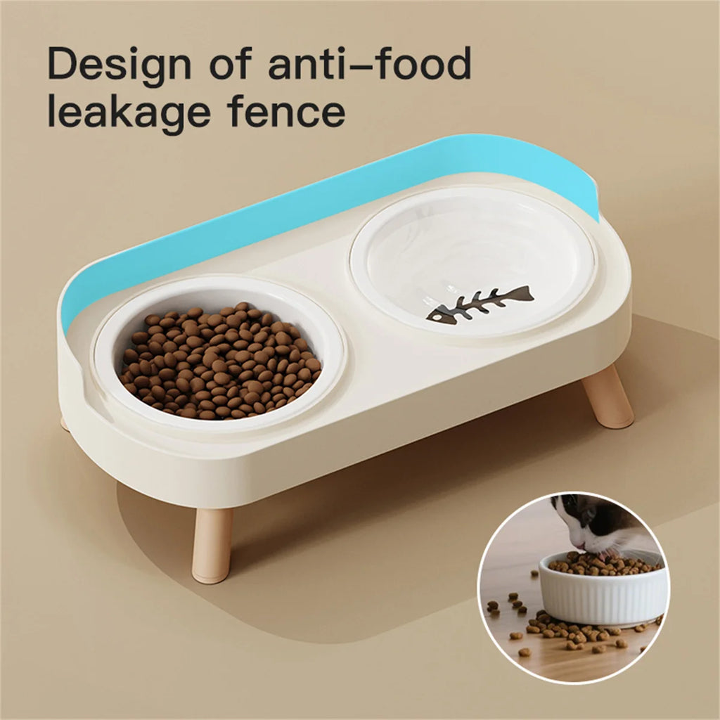 Ergonomic Adjustable Height Elevated Double Pet Feeder