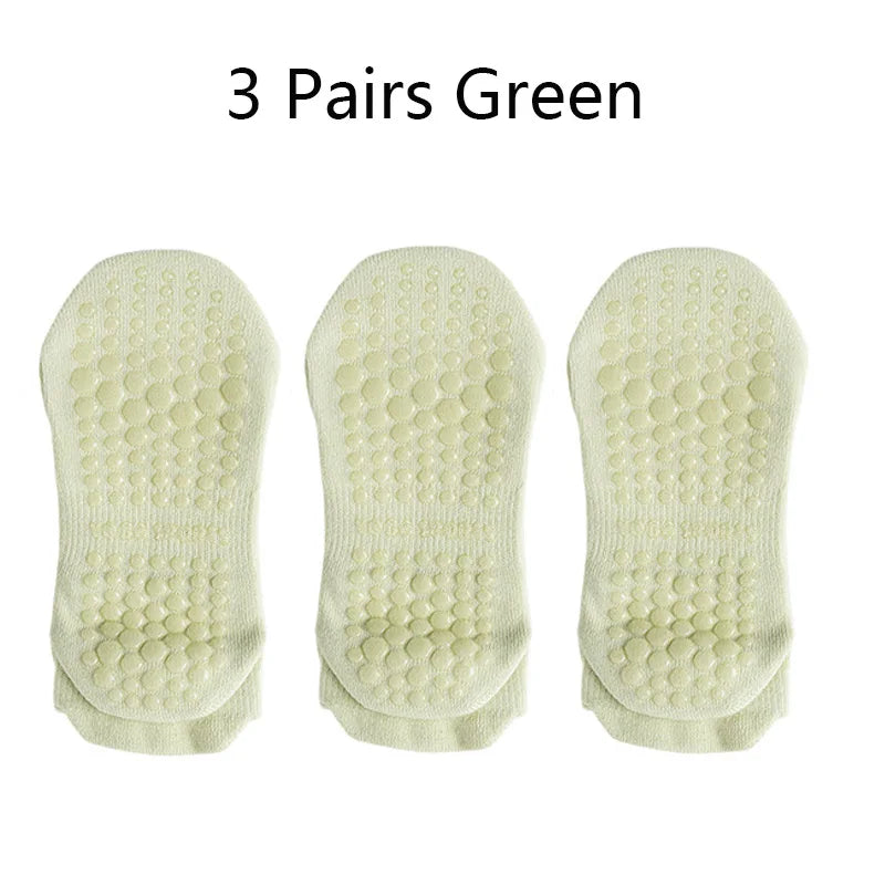 3 Pairs Women's Non-Slip Yoga Socks