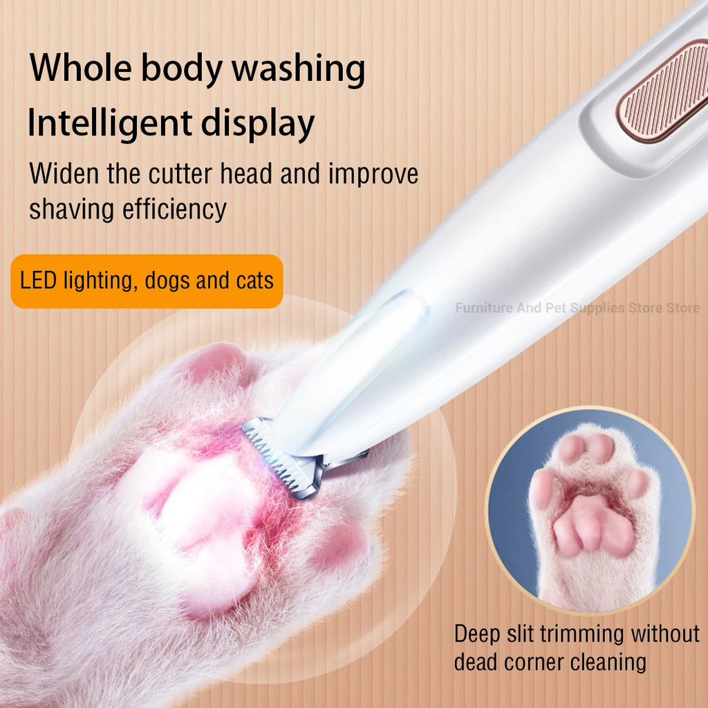 Professional LED Dog Paw Trimmer – IPX7 Waterproof & Cordless Precision Clipper