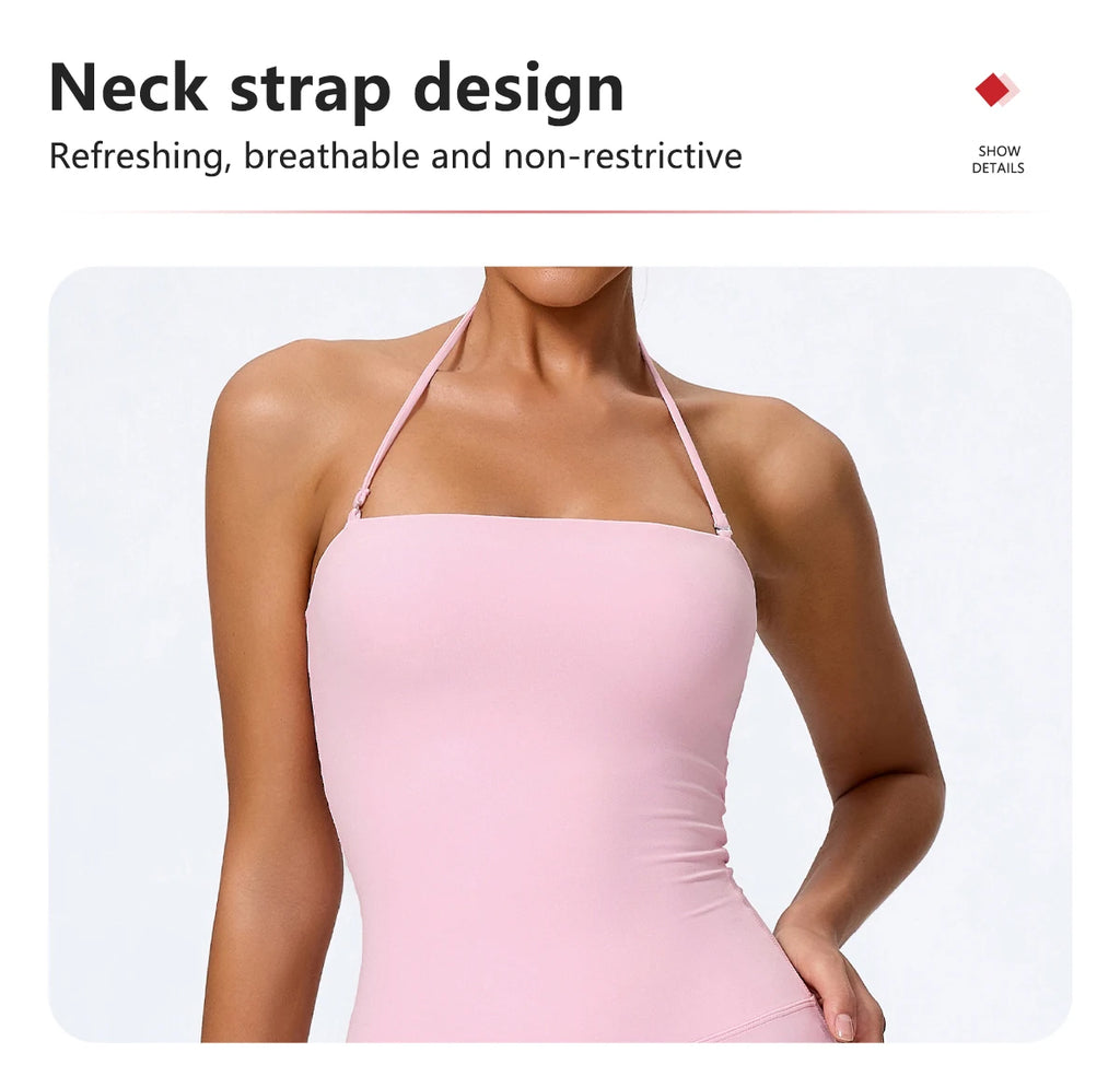 Women's Halter Flared Yoga Jumpsuit