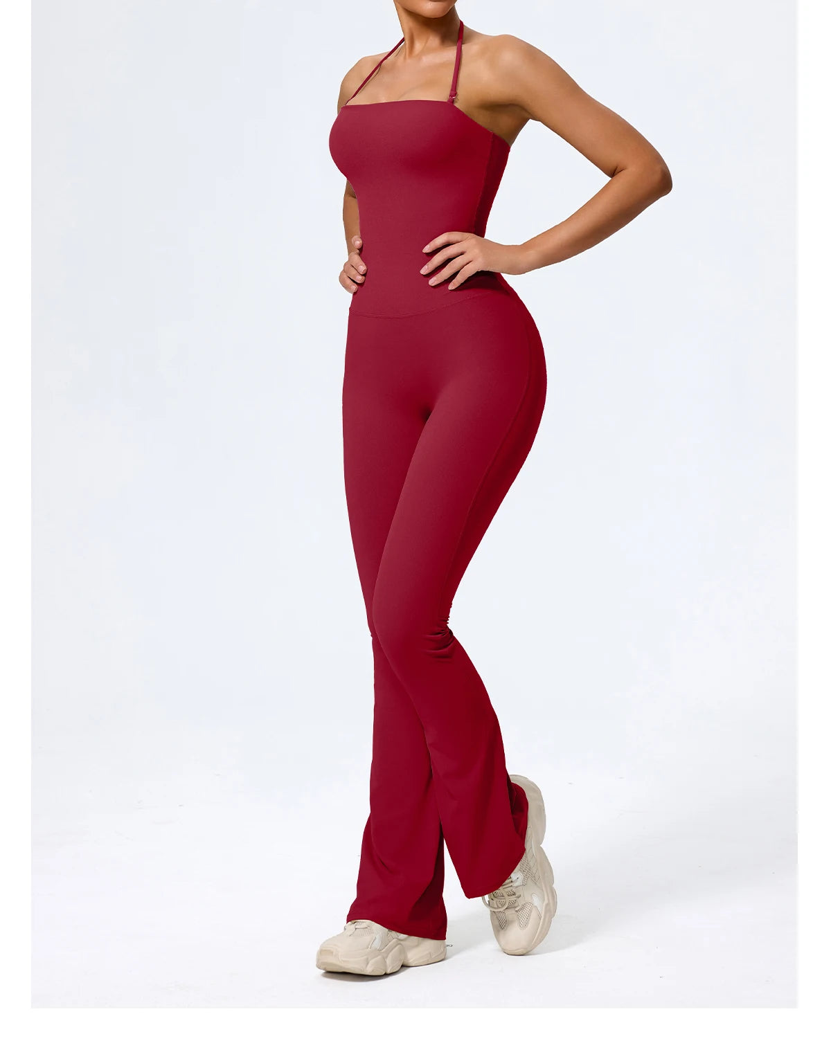 Women's Halter Flared Yoga Jumpsuit