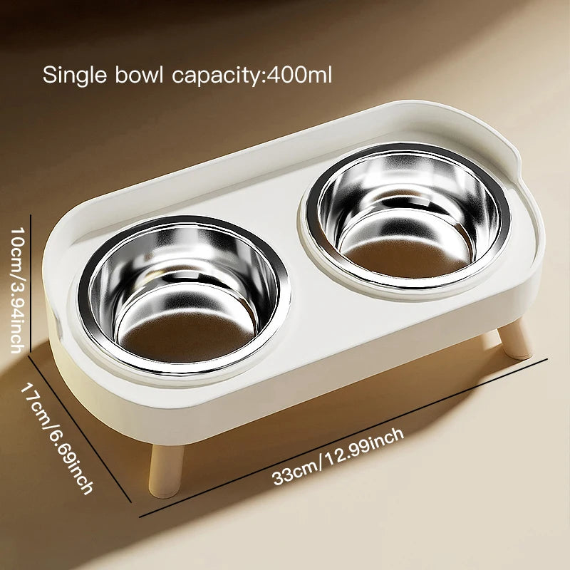 Ergonomic Adjustable Height Elevated Double Pet Feeder