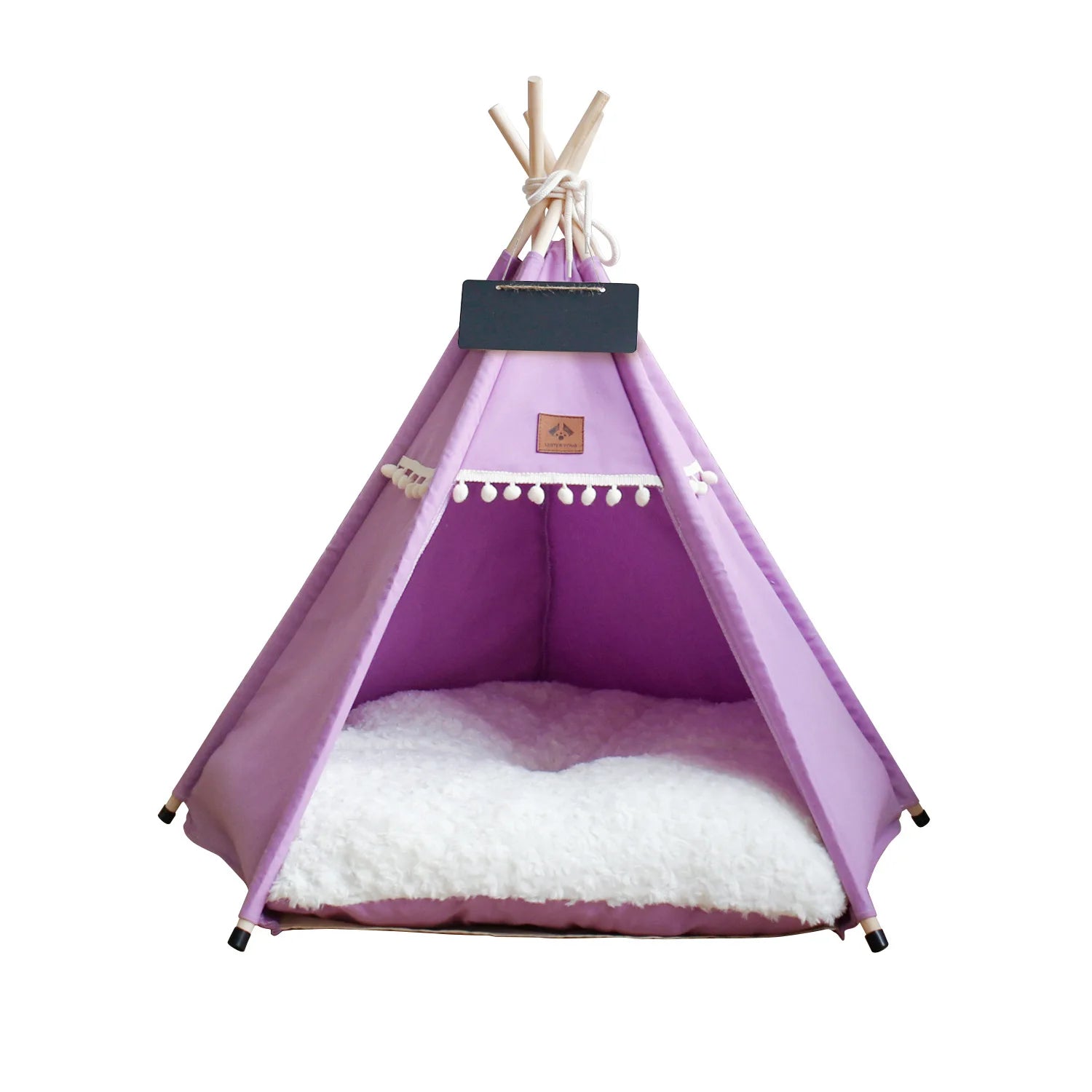 Portable Indoor Pet Teepee Tent – Washable Canvas Dog & Cat Bed with Thick, Warm Cushion