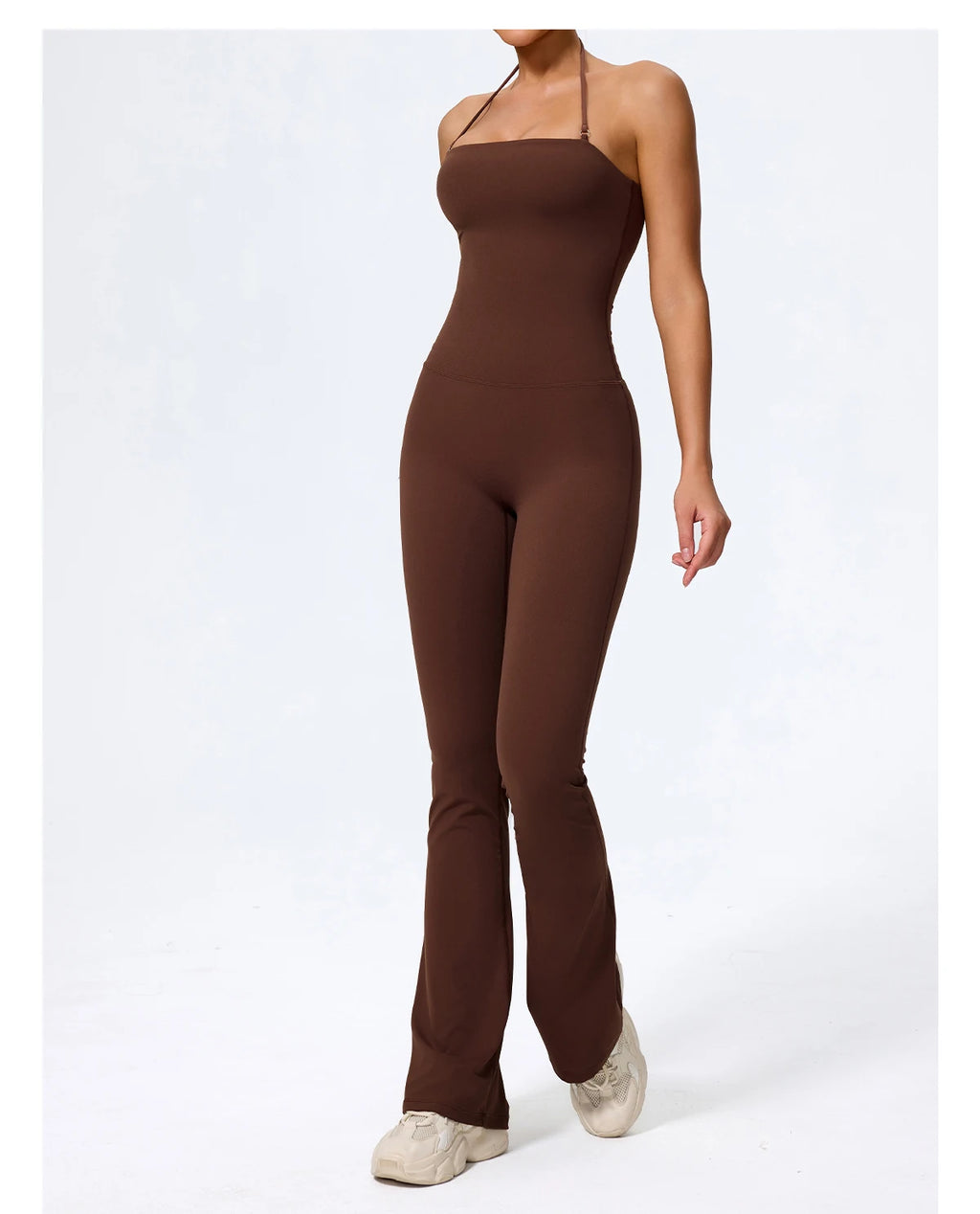 Women's Halter Flared Yoga Jumpsuit