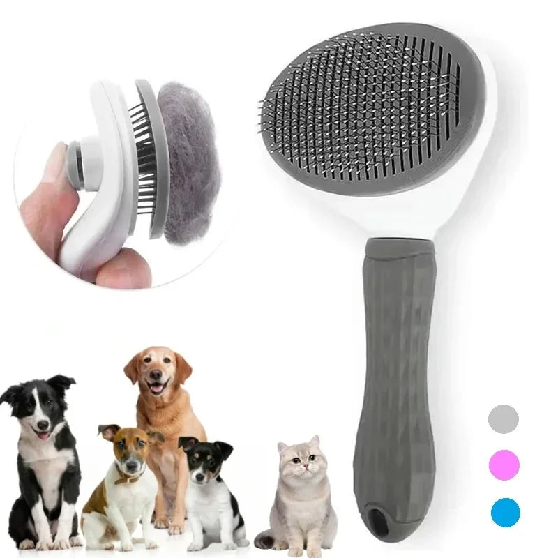 Professional 2-in-1 Self-Cleaning Slicker Brush & Massage Tool for Dogs and Cats