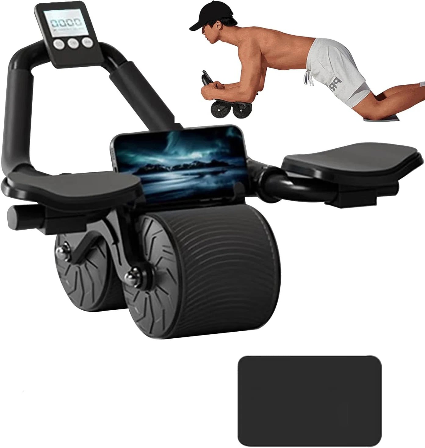 Smart Automatic Rebound Abdominal Roller with Elbow Support and Counter – Professional Core Trainer with Phone Holder for Home Gym Fitness