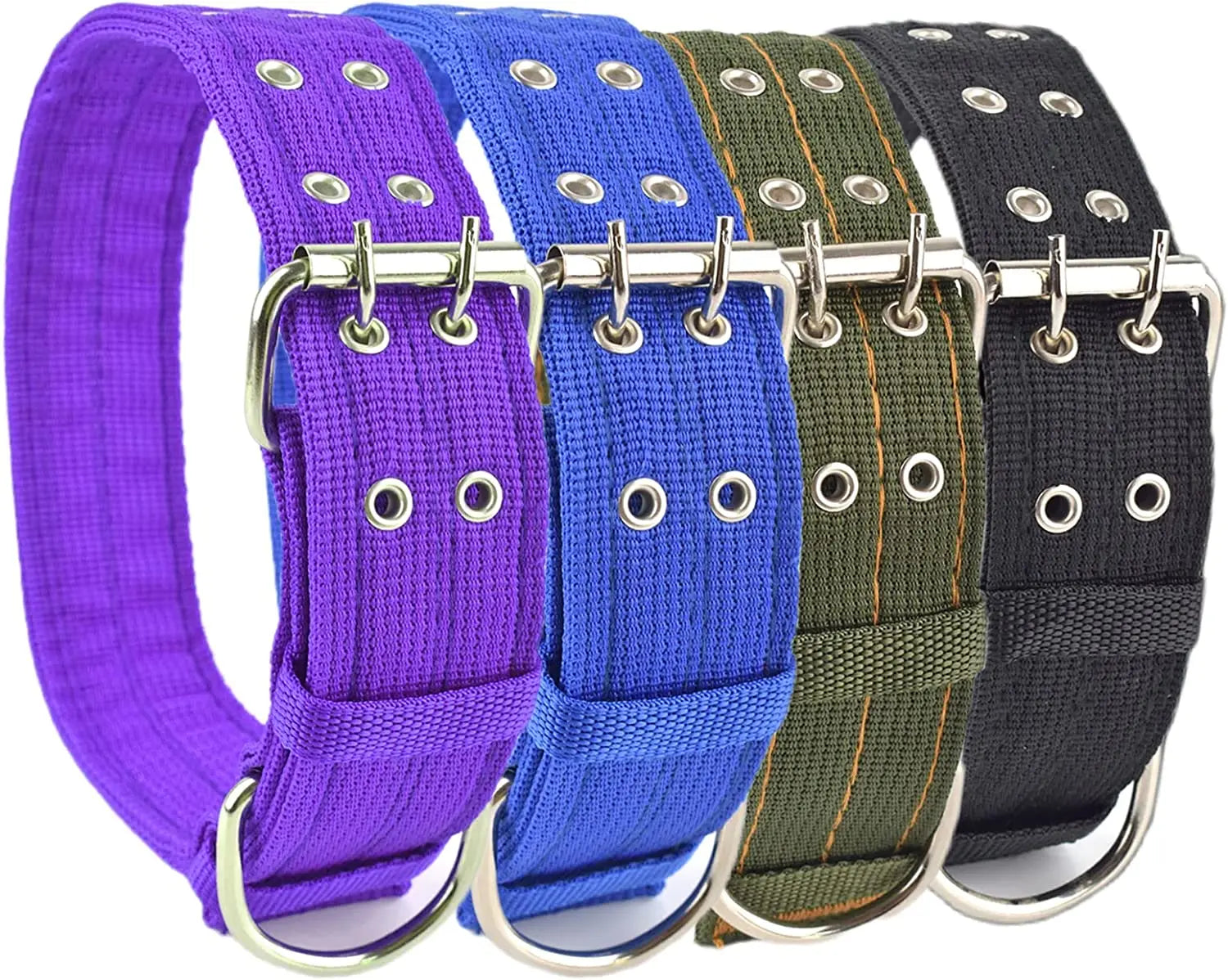 Heavy-Duty Tactical Military Dog Collar – 1.5"/2" Ultra-Wide Reinforced Nylon with Double-Pin Metal Buckle for Medium and Large Breeds