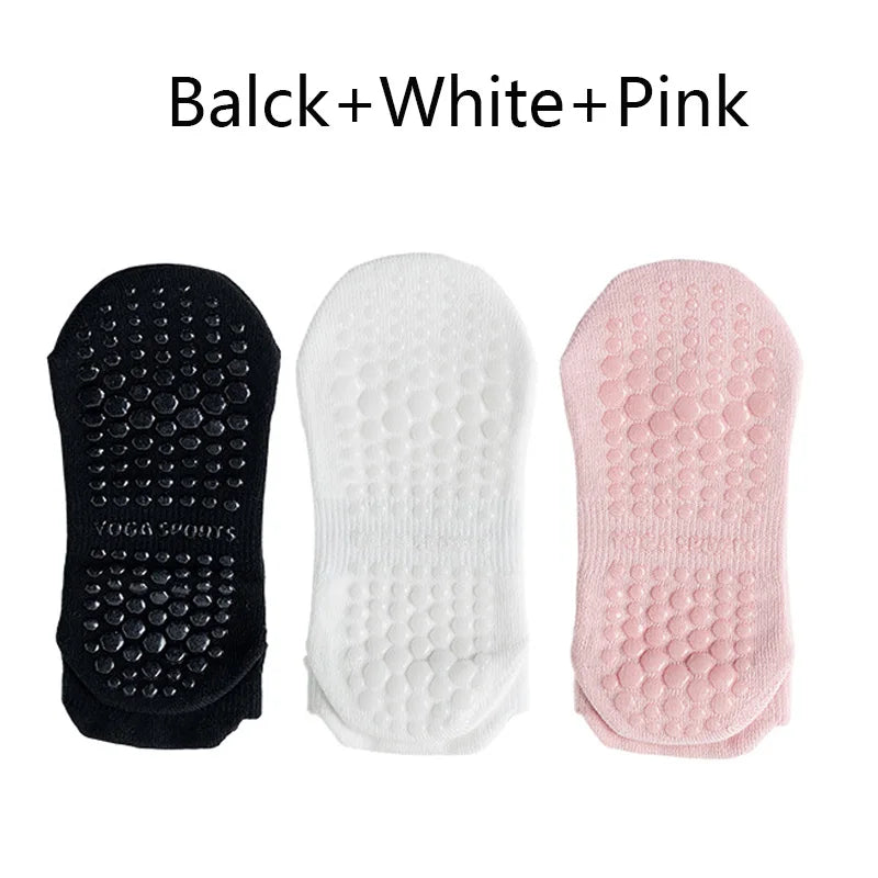 3 Pairs Women's Non-Slip Yoga Socks