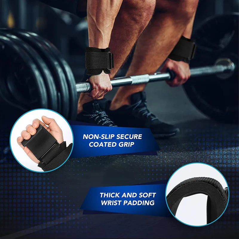Gym Power Lifting Hooks & Wrist Support Straps | Pull-Up Assistance