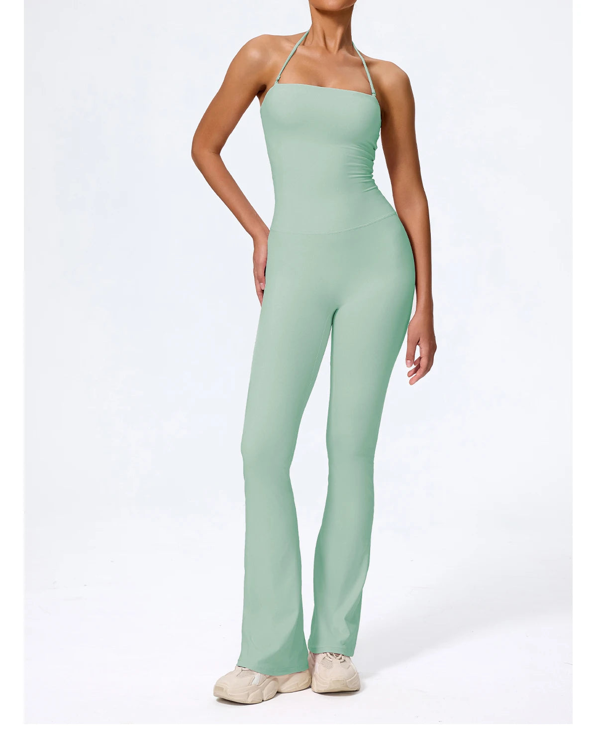 Women's Halter Flared Yoga Jumpsuit