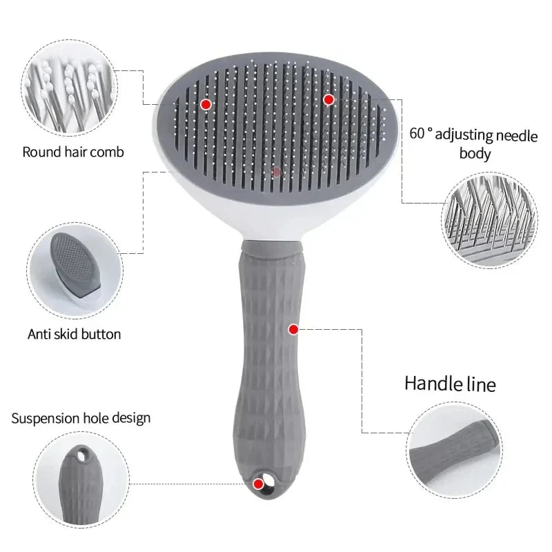 Professional 2-in-1 Self-Cleaning Slicker Brush & Massage Tool for Dogs and Cats