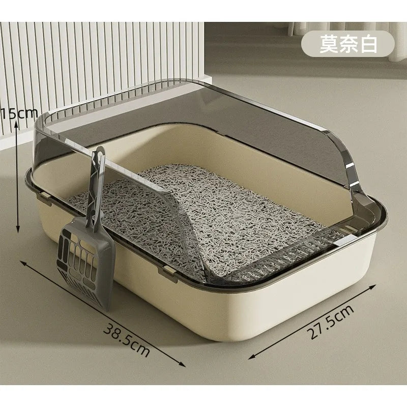 Semi-Covered Plastic Cat Litter Box
