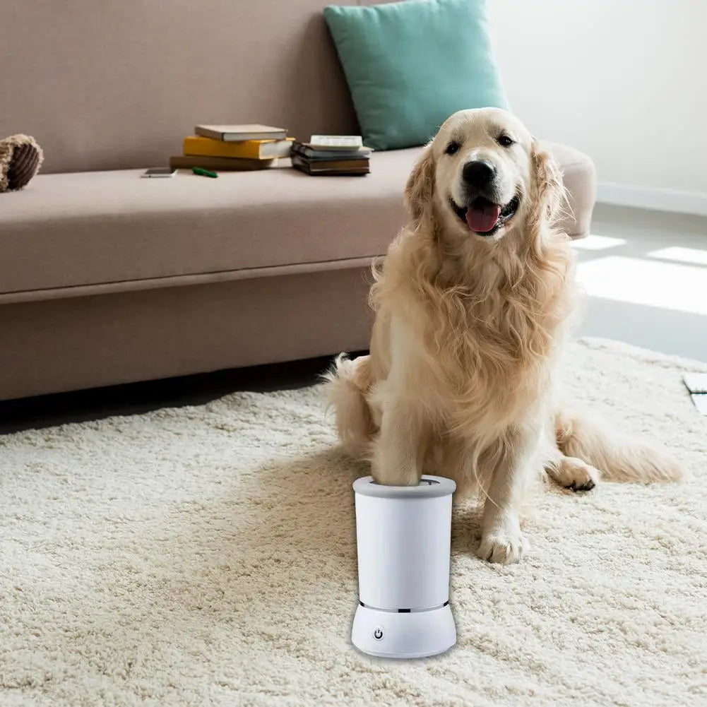 Portable Electric Automatic Pet Paw Cleaner & Massager – USB Rechargeable 360° Silicone Brush Cup for Small to Medium Dogs and Cats