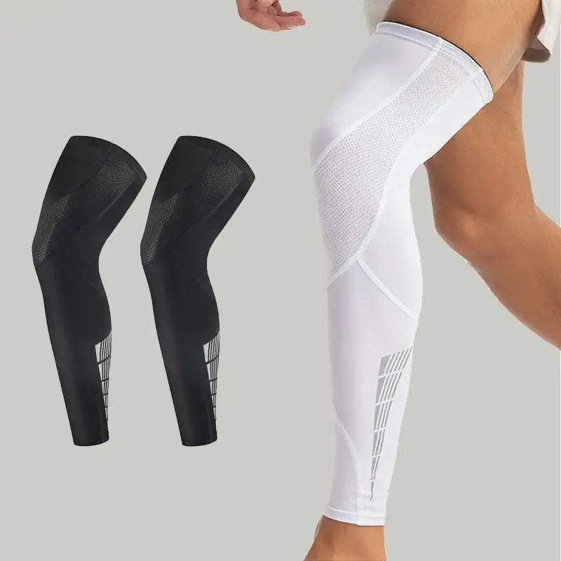 1 Pair Full-Length Compression Leg Sleeves – Unisex Breathable Lycra Support for Sports, Recovery, & UV Protection