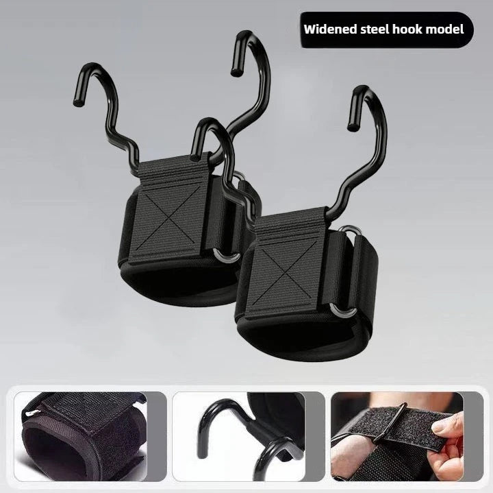Gym Power Lifting Hooks & Wrist Support Straps | Pull-Up Assistance