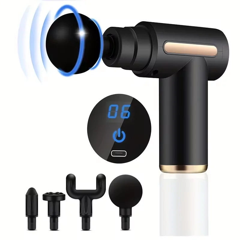 Portable Rechargeable USB Powered Electric Percussion Massage Gun with LED Touch Screen