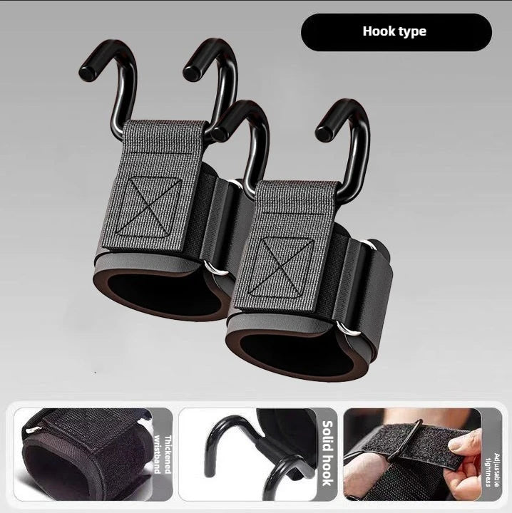 Gym Power Lifting Hooks & Wrist Support Straps | Pull-Up Assistance
