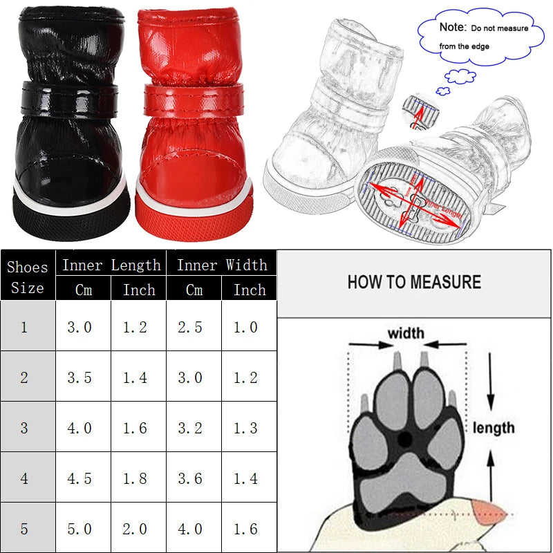 4-PC Pack Waterproof Winter Dog Boots – Warm Fleece Lined Paw Protectors for Small Dogs & Cats (Chihuahua, Yorkie, Puppy)