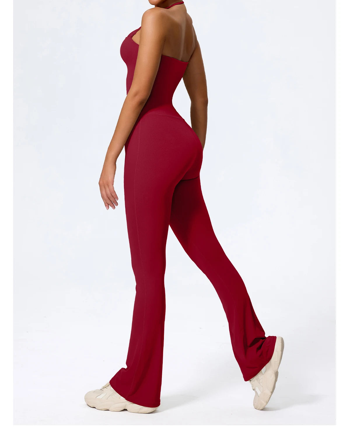 Women's Halter Flared Yoga Jumpsuit