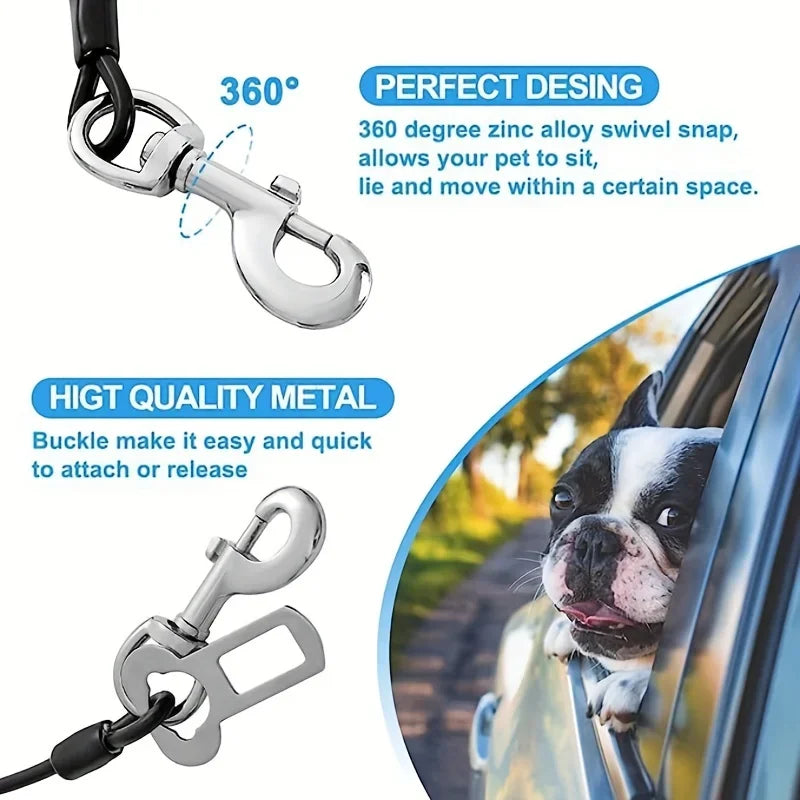 Durable Chew-Proof Dog Safety Harness and Vehicle Seatbelt Restraint for Small to Medium Breeds.