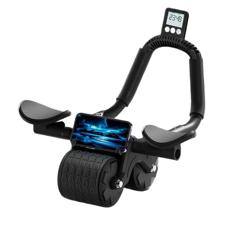 Smart Automatic Rebound Abdominal Roller with Elbow Support and Counter – Professional Core Trainer with Phone Holder for Home Gym Fitness