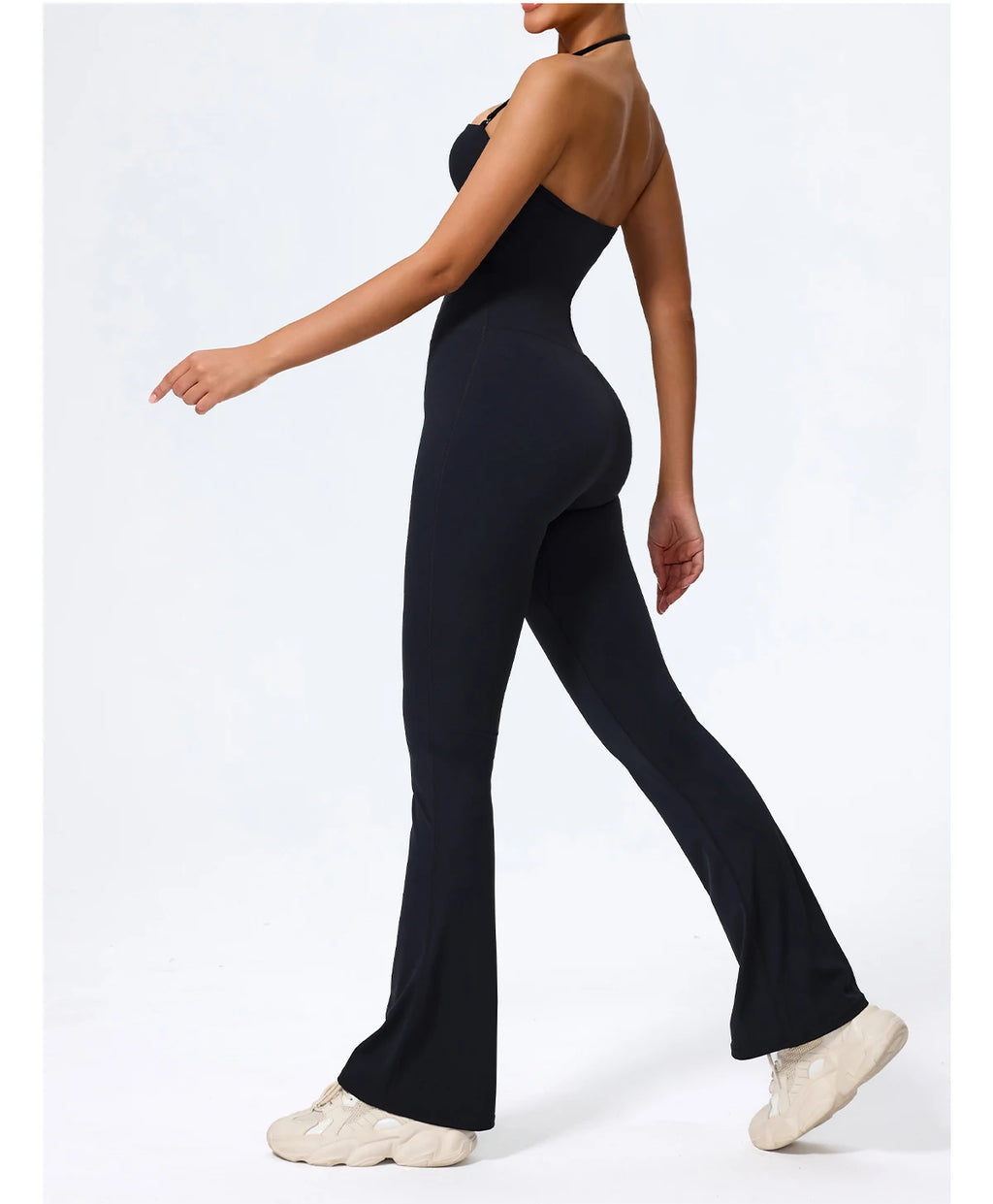 Women's Halter Flared Yoga Jumpsuit