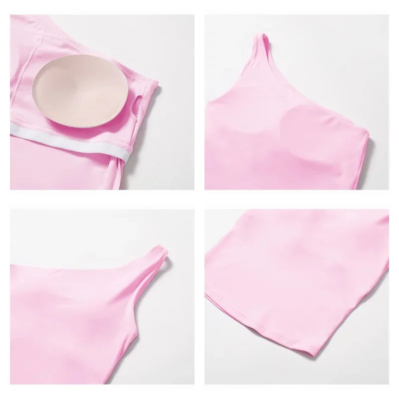 Women's Asymmetrical One-Shoulder Sports Bra & Workout Tank