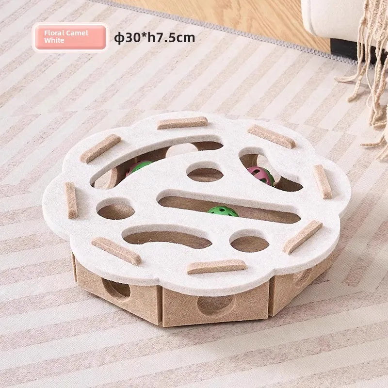 Multi-functional Compact Cat Scratching Post with Interactive Ball Launcher & Playhouse