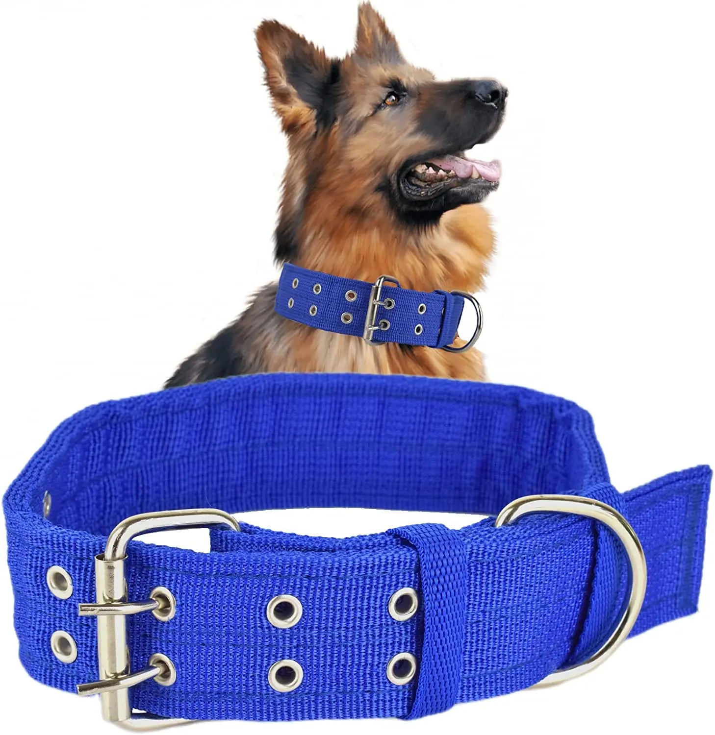 Heavy-Duty Tactical Military Dog Collar – 1.5"/2" Ultra-Wide Reinforced Nylon with Double-Pin Metal Buckle for Medium and Large Breeds